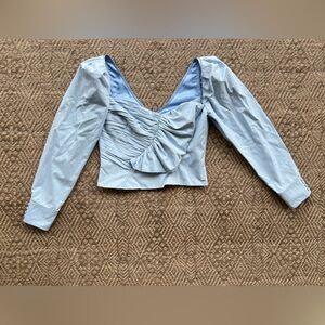 Anna October Light Blue Long Sleeve Corset Style Puff Sleeve Blouse Womens Large